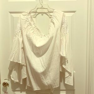 Linen white off shoulder shirt.